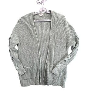 Mossimo Supply Co XXL Light Green Open Front Cardigan‎ Sweater Lattice Sleeve